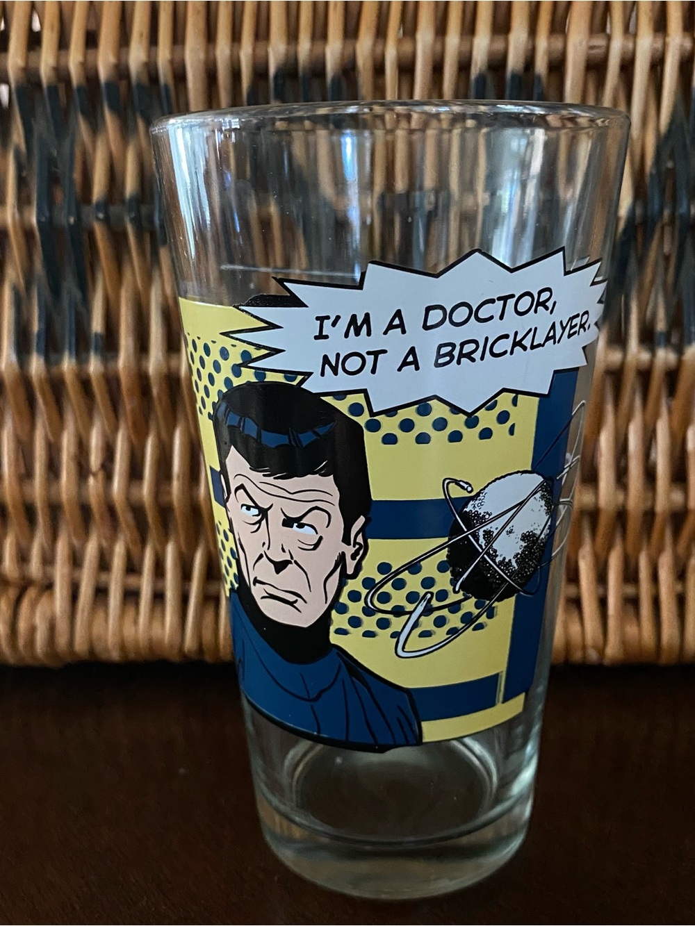Vintage Star Trek Dr. McCoy - "I'm a Doctor, Not a Bricklayer" Drinking Glass